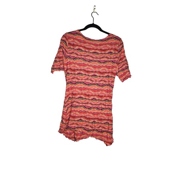 Snoskins XL Pink Wavy Knit Short Sleeve Top Stretch Abstract Scoop Neck - Picture 3 of 3